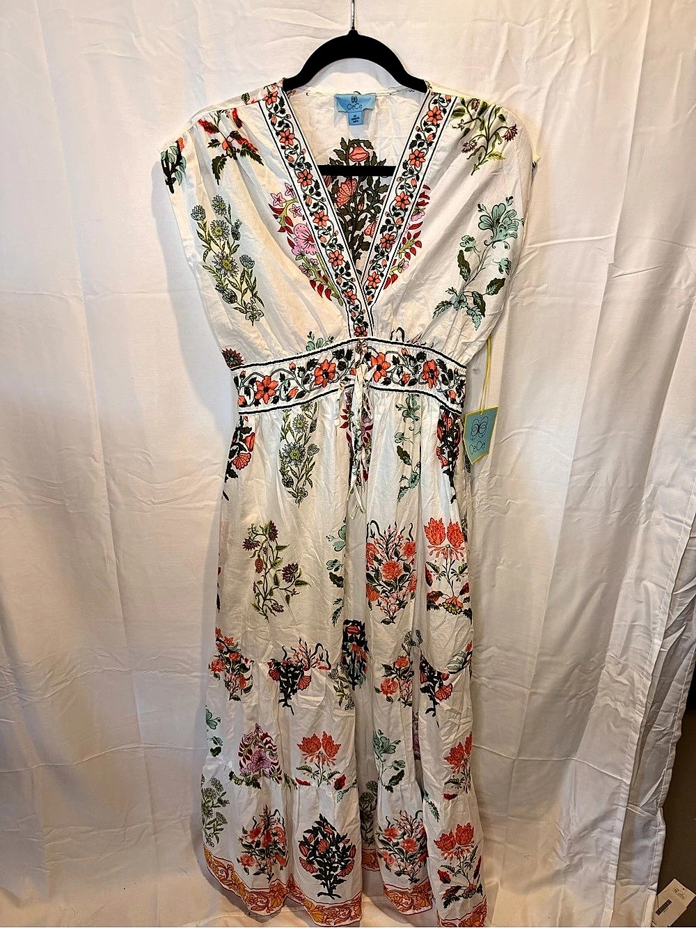 CeCe Floral Maxi Dress White XS NWT